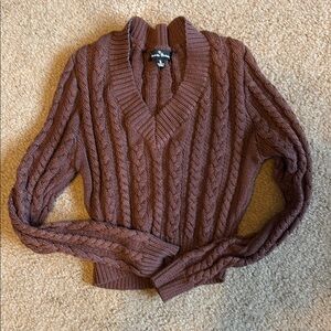 Love Tree - Brown Cable Knit Sweater Small